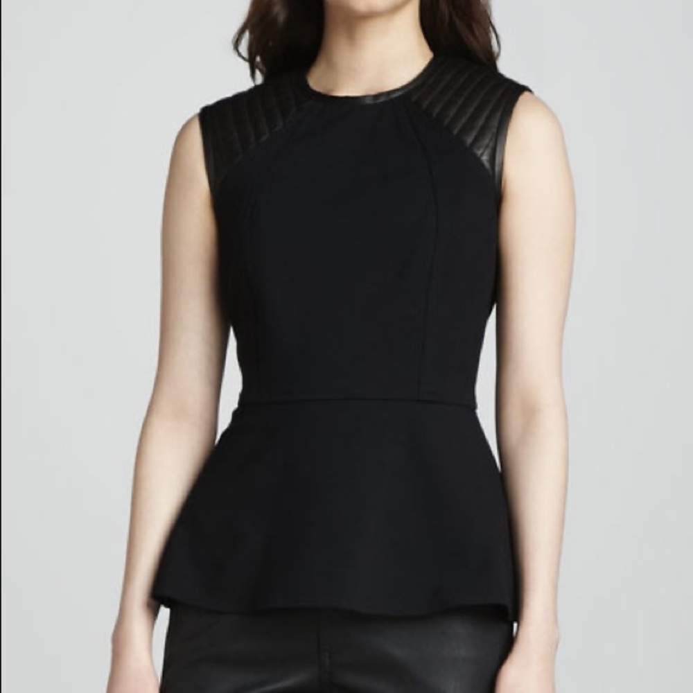Yigal Cut 25 Leather Peplum Top